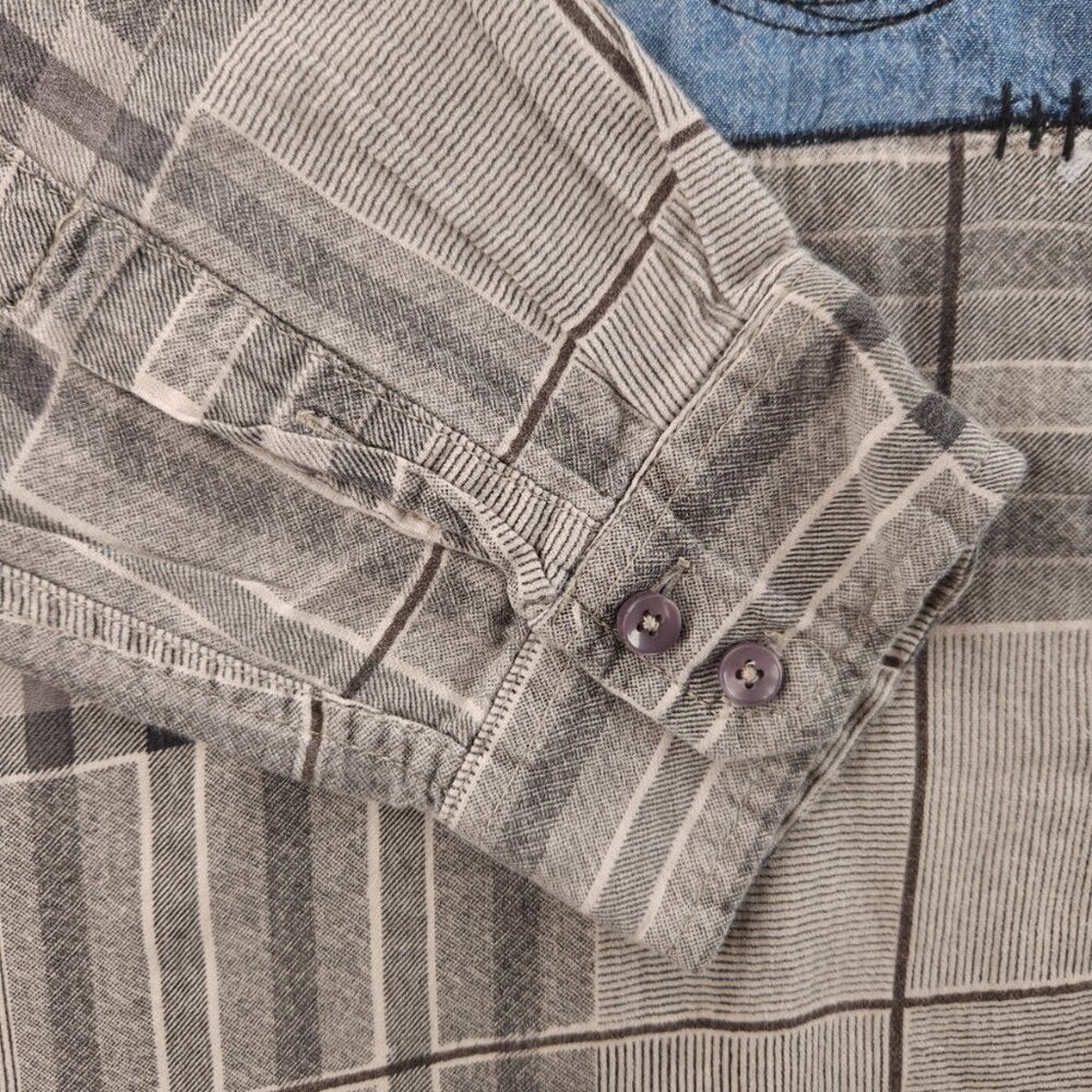 Desigual Shirt Gray Patchwork Button Up Shirt Reg… - image 3